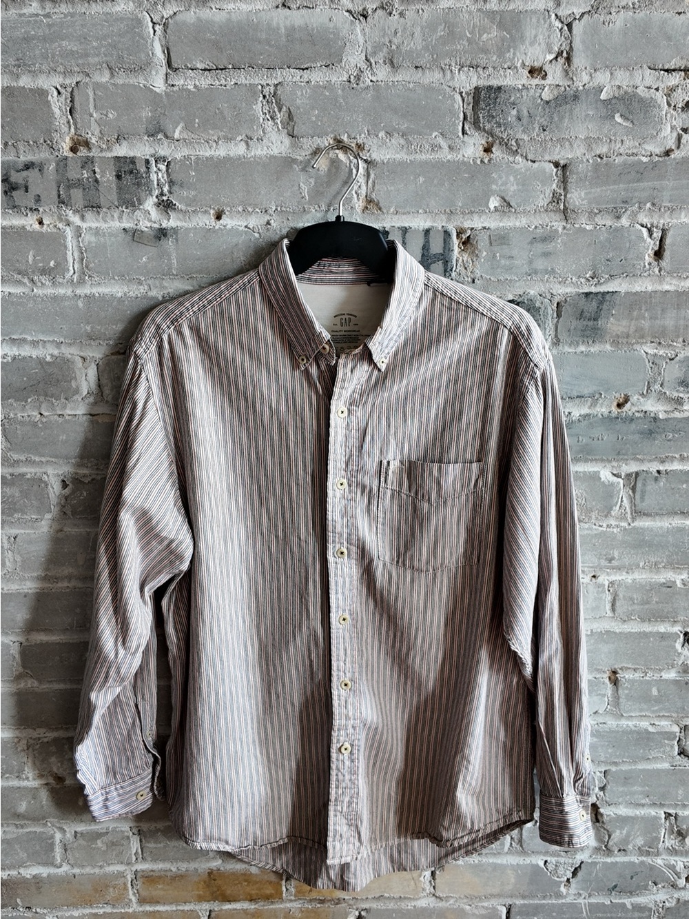 Vintage Gap "Industrial Standard" Striped Button-Down Shirt - Size Medium